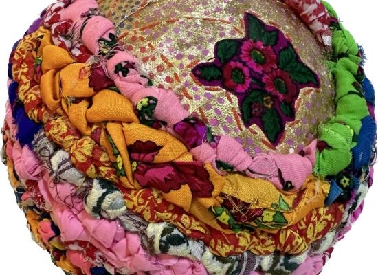 Prayer of Day Twenty One Work Size: 70 cm Medium: Gold paper, acrylic, and hand sewing on fabric